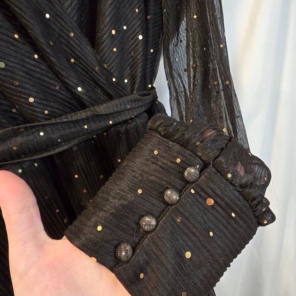 Baltic Born Dress Black With Gold Sparkles Size XL Slit Matching Belt Maxi - Picture 7 of 16